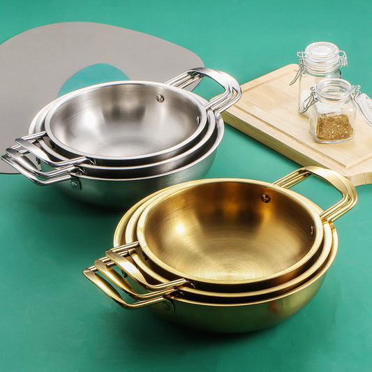 Stainless Steel Thickened Griddle Double Ear Golden Ramen